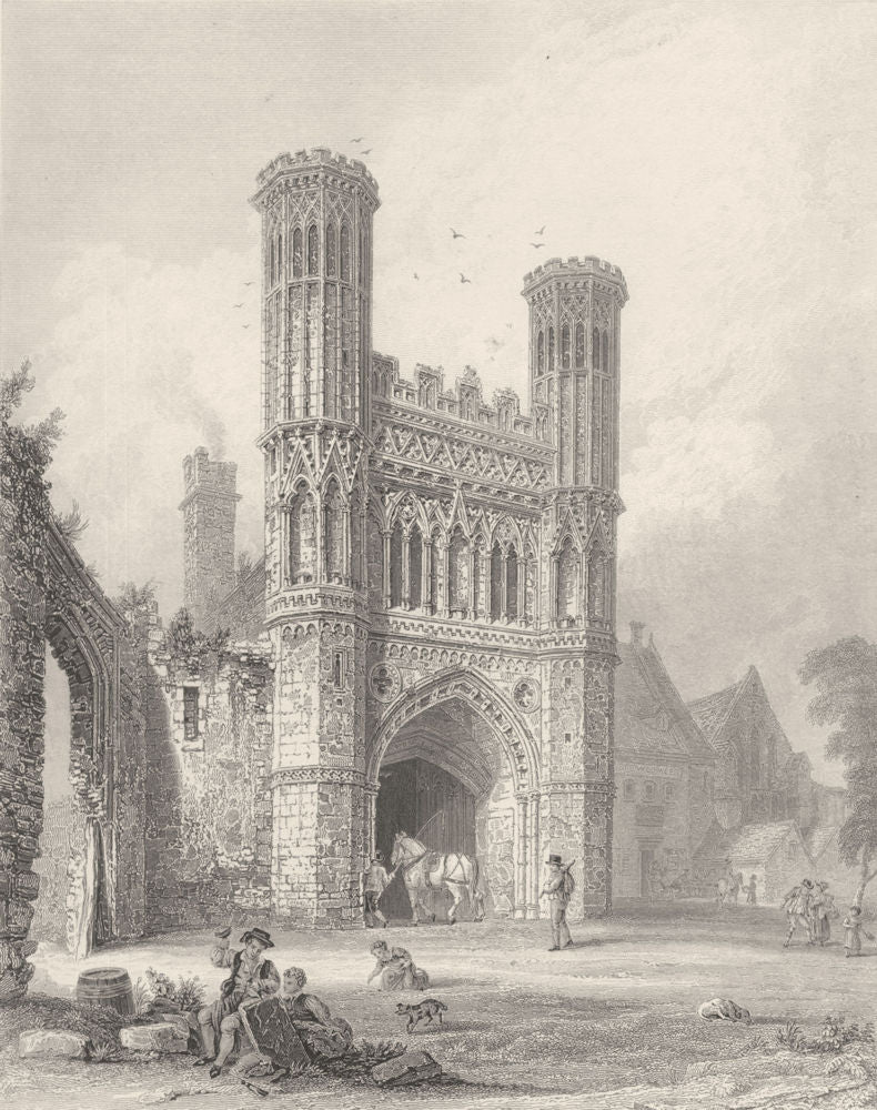 KENT. Gateway to St. Augustines Monastery, Canterbury. (Bartlett) 1836 print